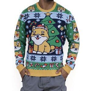 Shiba Inu Geeknet Ugly Holiday‎ Christmas Sweater Multicolor Dog Mens XL NEW